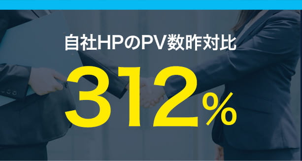 自社HPのPV数昨対比312%